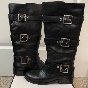 Barely worn leather Coach tall buckle boots